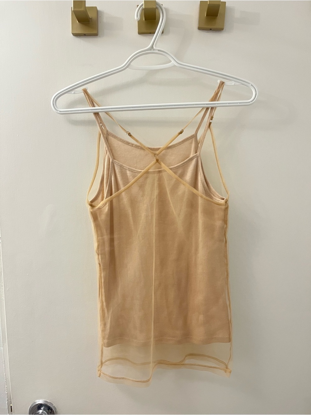 Zara Sheer Double Layer Tank Top - Beige - Picture 2 of 2